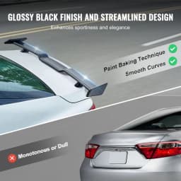 GT Wing autóspoiler, 57,9 hüvelykes spoiler, kompatibilis a 2018-2023-as Camry modellekkel, nagy szilárdságú ABS anyag, sütőfesték, autó hátsó spoiler szárny, versenyspoilerek autókhoz, fényes fekete - miniatúra 8