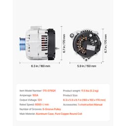 Autógenerátor 8247N, Cadillac Escalade V8 5.3L/6.0L 2002-2004, Chevy Suburban 1500 2000-2004, GMC Yukon V8 4.8L/5.3L 2000-2004 típusokhoz, Autóipari cseregenerátor 10464481, 15755616 - miniatúra 11
