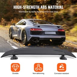GT Wing autóspoiler, 46,3 hüvelykes univerzális spoiler, a legtöbb szedánnal és kupéval kompatibilis, nagy szilárdságú ABS anyagból, hátsó spoiler szárny, versenyspoiler BGW/JDM Drift fényes fekete - miniatúra 7