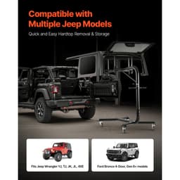 Keménytető-leszedő emelő, 90 kg, Jeep keménytető-eltávolító és -tároló rendszer, egyszerű, egyszemélyes kezelés, kompatibilis a Jeep Wrangler 2- és 4-ajtós YJ, TJ, JK, JL és 4XE, valamint a Ford Bronco 4- és 6-os generációs+ modelljeivel. - miniatúra 6