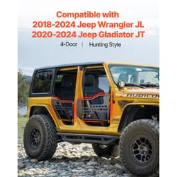 Jeep csőajtók, 4 ajtós, vadász stílusú Jeep csőajtó strapabíró zsanérokkal és eredeti zárral, Jeep ajtók gumibetétekkel, 2018-2024 Jeep Wrangler JL és 2020-2024 Jeep Gladiator JT modellekhez - miniatúra 6