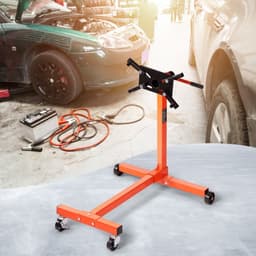 Motorállvány, 340 kg-os forgó motorállvány 360 fokban állítható fejjel, öntöttvas motoremelő kocsi, 4 görgő, 4 állítható kar, járműkarbantartáshoz, autójavításhoz - miniatúra 1