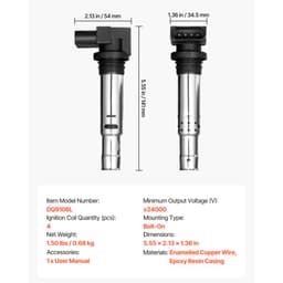 Gyújtótekercs csomag, 4 darabos készlet, kompatibilis az Audi A1, A3, Seat Alhambra, Altea, Cordoba, Ibiza, Leon, Toledo, Volkswagen Golf, Polo, Tiguan, Vento modellekkel, Audi 1.4T 1.8T 1.6L, Volkswagen 1.4L 1.6L modellekhez - miniatúra 11