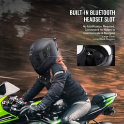 Motorkerékpár sisak, teljes arcvédővel, Smart Street ABS és nagy sűrűségű sisak Bluetooth-csatlakozóval és cserélhető lencsével, DOT által jóváhagyott kényelmes motocross sisak, fiatalok és felnőttek számára alkalmas - miniatúra 10