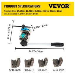 Fékcső-tágító szerszám, 45 fokos, szimpla, dupla és buborékos tágítás 3/16", 1/4", 5/16" és 3/8" csőmérethez, lágy fémekhez és rézvezetékekhez alkalmas - miniatúra 11