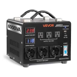 Automatikus feszültségváltó transzformátor, 6000 VA, nagy teherbírású feszültségnövelő/feszültségcsökkentő transzformátor, 110V-ról 220V-ra és 220V-ról 110V-ra, 3 amerikai és 3 európai csatlakozóval, LCD kijelzővel, megszakítóvédelemmel - miniatúra 7