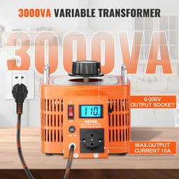 3000 VA automatikus feszültségváltó, 10 amper, 230 V bemenet, 0-300 V kimenet, AC feszültségszabályozó, LCD kijelzővel, 4 extra biztosítékkal, hőkapcsolóval otthoni, ipari, irodai használatra, CE tanúsítvánnyal - miniatúra 7