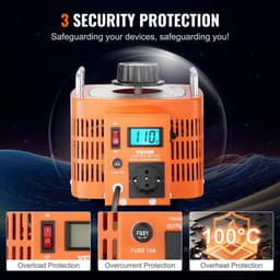 3000 VA automatikus feszültségváltó, 10 amper, 230 V bemenet, 0-300 V kimenet, AC feszültségszabályozó, LCD kijelzővel, 4 extra biztosítékkal, hőkapcsolóval otthoni, ipari, irodai használatra, CE tanúsítvánnyal - miniatúra 8