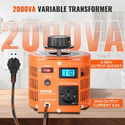 2000 VA automatikus feszültségváltó, 6,6 amper, 230 V bemenet, 0-300 V kimenet, AC feszültségszabályozó, LCD kijelzővel, 4 extra biztosítékkal, hőkapcsolóval otthoni, ipari, irodai használatra, CE tanúsítvánnyal - miniatúra 7