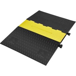 Gumikábelvédő rámpa 114,5x80x5 cm, 5 csatornás, 10 t kapacitású, nagy teherbírású drótkötélburkolatú rámpa, tömlőkötélrámpa, kocsibeálló, fekvőrendőr, felhajtható burkolattal, beltéri és kültéri használatra - miniatúra 2