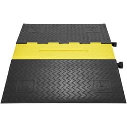 Gumikábelvédő rámpa 114,5x80x5 cm, 5 csatornás, 10 t kapacitású, nagy teherbírású drótkötélburkolatú rámpa, tömlőkötélrámpa, kocsibeálló, fekvőrendőr, felhajtható burkolattal, beltéri és kültéri használatra - miniatúra 5