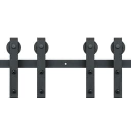 243,8 cm-es tolóajtó vasalatkészlet, 149,7 kg-os strapabíró pajtaajtó sínkészlet kétszárnyú ajtókhoz, 112-131 cm teljes szélességhez és 3,3-4,6 cm vastagsághoz, 2 ajtópanelhez, sima és csendes görgővel (J alakú) - miniatúra 3