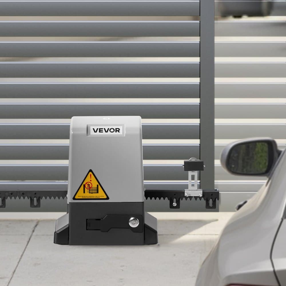 Automatikus kapunyitó, 550 W-os elektromos tolókapu-nyitó akár 25 m-es ajtókhoz, 1500 kg-os kapukhoz, nejlon fogaskerék-kerekes gördülőkapu motor infravörös érzékelővel és 2 távirányítóval, kocsibeálló kapunyitó rendszer