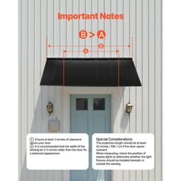 Fix fém napellenző 80 x 36 hüvelyk, ablak- és ajtóelőtető, stabil háromszög alakú acélvázas kültéri napellenzők eső és hó ellen, napfényvédelem ajtókhoz, bejáratokhoz, ablakokhoz, verandákhoz, erkélyekhez - miniatúra 10