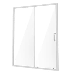 Félig keret nélküli zuhanyajtó, 147-159 cm széles x 187 cm magas, zuhany tolóajtó 6 mm-es átlátszó edzett üveggel, vízálló, törésálló, NANO bevonattal, foltálló rozsdamentes acél szerelvényekkel, krómozott - miniatúra 3