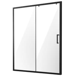 Félig keret nélküli zuhanyajtó, 147-159 cm széles x 187 cm magas, zuhany tolóajtó 6 mm-es átlátszó edzett üveggel, vízálló, törésálló, foltálló, rozsdamentes acél szerelvényekkel, matt fekete - miniatúra 3
