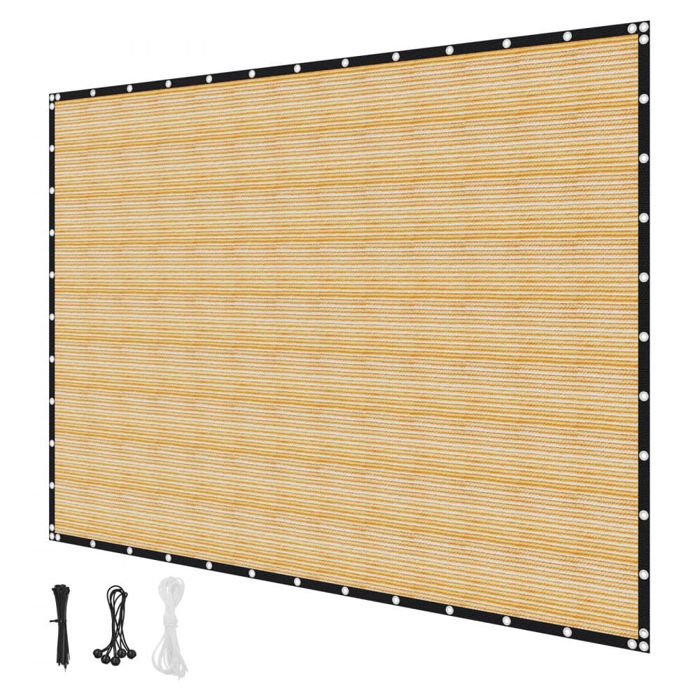 90%-os napellenző szövet, 12 x 20 lábas pergola árnyékoló takaró rozsdamentes acél szegélyekkel, napellenző ponyva betekintést nyújtó hálóval 160 GSM HDPE anyagból, kültéri, teraszra, kertbe és hátsó udvarba (bézs)