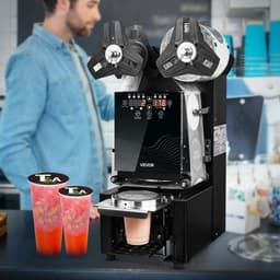 Teljesen automatikus pohárlezáró gép, 500-650 csésze/magasság, Pohárlezáró gép 190 mm magas és 90/95 mm-es poharakhoz, Elektromos Boba tealezáró digitális LCD kijelzővel, tejes teához és kávéhoz, fekete - miniatúra 1