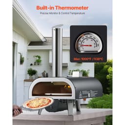 Kültéri pizzakemencé, 12 hüvelykes fatüzelésű pizzakemencék, pellet pizzakemence hőmérővel és elektromos forgatással, hordozható pizzasütő kültéri, hátsó udvari kempingezéshez, pizzasütő kő, hordtáska, lapát - miniatúra 9