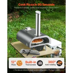 Kültéri pizzakemencé, 12 hüvelykes fatüzelésű pizzakemencék, pellet pizzakemence hőmérővel és elektromos forgatással, hordozható pizzasütő kültéri, hátsó udvari kempingezéshez, pizzasütő kő, hordtáska, lapát - miniatúra 6