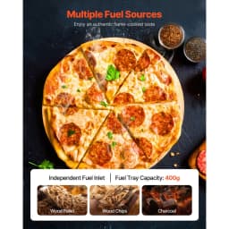 Kültéri pizzakemencé, 12 hüvelykes fatüzelésű pizzakemencék, pellet pizzakemence hőmérővel és elektromos forgatással, hordozható pizzasütő kültéri, hátsó udvari kempingezéshez, pizzasütő kő, hordtáska, lapát - miniatúra 7