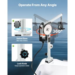 Kötélhúzó pohárhúzó, 12V DC 1200W, Kötélhúzó csörlő 90 kg emelési kapacitással, 35 m/perc kötélsebesség, 360°-os forgatás és korrózióálló, Rák-, garnéla- és homárcsapdákhoz való rákcsapda-húzó - miniatúra 8
