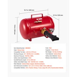 Pneumatikus peremlefújó, 5 gallon / 18,9 l, Nagy teherbírású peremlefújó, 87-116 PSI üzemi nyomás, Pneumatikus ravaszos peremlefújó pickupokhoz, teherautókhoz, ATV-khez, Jeepekhez, furgonokhoz, fűnyíró traktorokhoz, lakókocsikhoz, piros - miniatúra 11