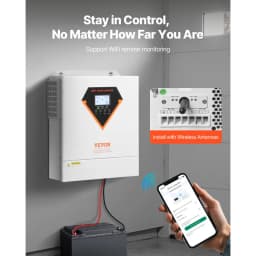 Hibrid napelemes inverter, 3500 W, minden az egyben tiszta szinuszhullámú inverter töltő, 24 V DC-ről 220/230 V AC-re, beépített WIFI 100 A MPPT napelemes vezérlővel, hálózaton kívüli rendszerekhez, ólom-savas lítium akkumulátorhoz - miniatúra 8