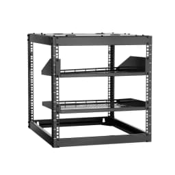 10U magas, nyitott keretű hálózati rack, 585 mm mélység, falra szerelhető vagy álló szerverrack, strapabíró, 4 oszlopos, szellőzőnyílásokkal ellátott polcokkal és rögzítőelemekkel, minden hálózati IT-berendezés és AV-felszerelés tárolására - miniatúra 2