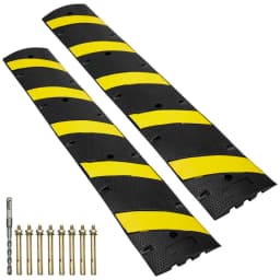 2 db gumi fekvőrendőr 183 x 30 x 4,5 cm, 2 csatornás, 100000 kg teherbírású, nagy teherbírású forgalmi fekvőrendőr, fényvisszaverő sárga csíkkal, 8 tágulási csavarral és 1 fúróval, aszfaltbeton és murvás utakra - miniatúra 2