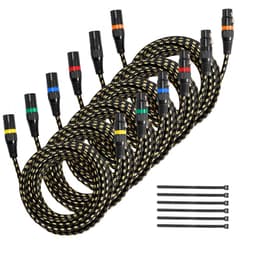 XLR kábel 7,62 m, 6 darabos csomag, árnyékolt, szimmetrikus DMX apa-nő mikrofonkábelek, aranyozott 3 tűs XLR mikrofon hangszórókábel vezetékek, színpadi világításhoz, mikrofonokhoz, erősítőkhöz, keverőkhöz, hangszórórendszerekhez - miniatúra 2