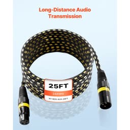 XLR kábel 7,62 m, 6 darabos csomag, árnyékolt, szimmetrikus DMX apa-nő mikrofonkábelek, aranyozott 3 tűs XLR mikrofon hangszórókábel vezetékek, színpadi világításhoz, mikrofonokhoz, erősítőkhöz, keverőkhöz, hangszórórendszerekhez - miniatúra 9