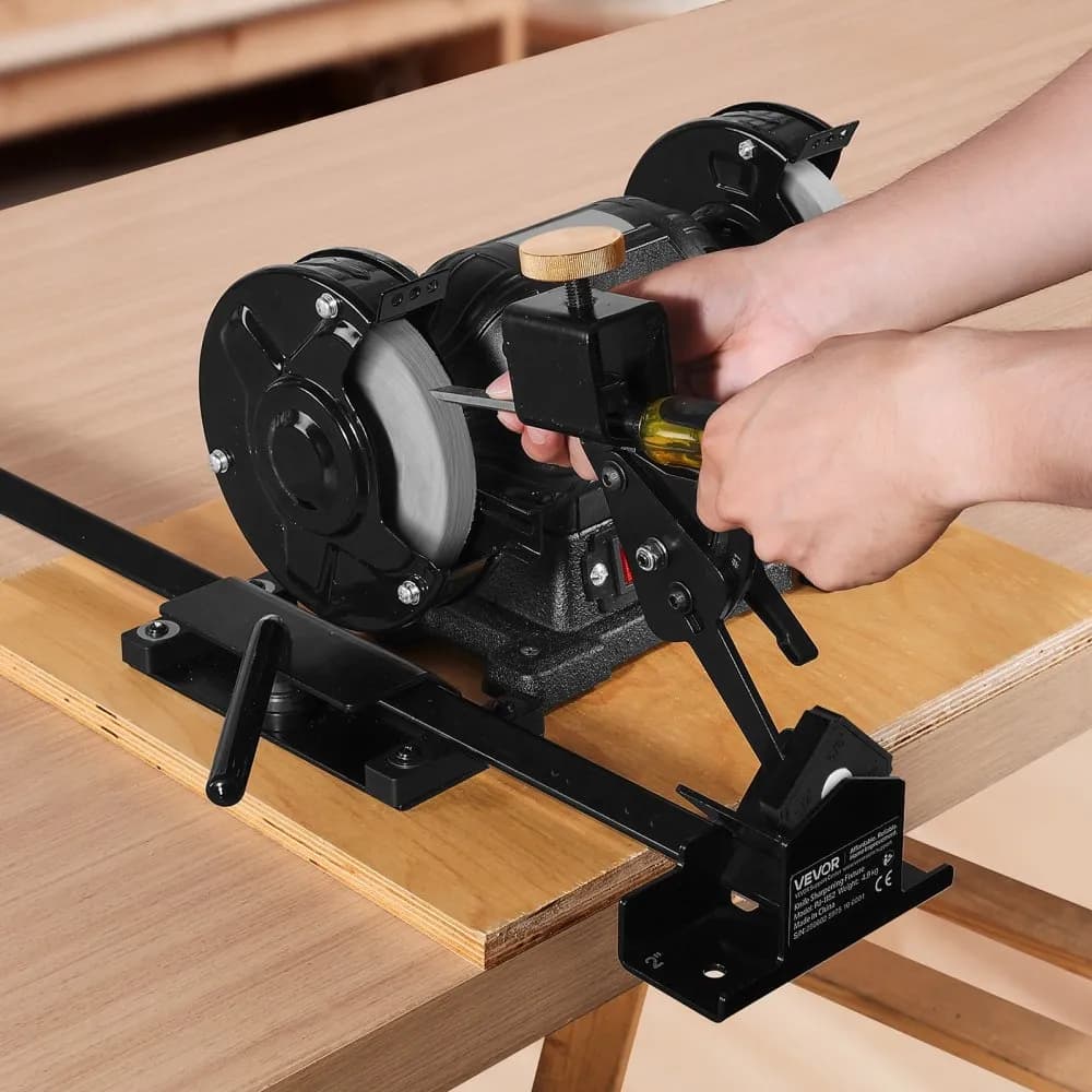 Pro Grind élezőrendszer, többcélú élező sablon 152 mm-es és 203 mm-es asztali köszörűhöz - platform sablonnal, szerszámtartó rúddal, beállító blokkal, gérvágó szánnal, mikro ferdevágó blokkal, faesztergáló szerszámokhoz
