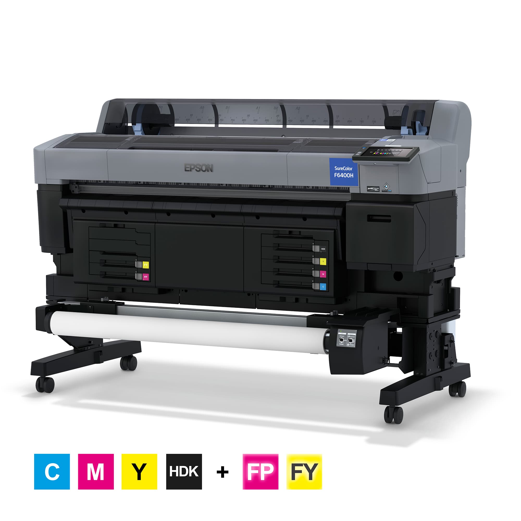 Epson SureColor SC-F6400H, Fluoreszkáló rózsaszín/sárga, Maximális nyomtatási szélesség akár 1118 mm, feltekercselő orsóval együtt