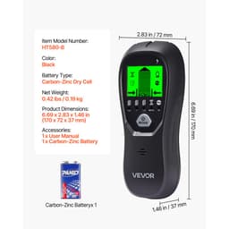 Falgerendás Szkenner, 5 az 1-ben, Elektronikus Falgerendás Detektor Okos Érzékelővel, Nagy Felbontású LCD Kijelzővel és Hangriasztással, Fém Közepéhez és Széléhez, AC Vezetékhez, Gerendákhoz, Csövekhez, Fekete - miniatúra 11