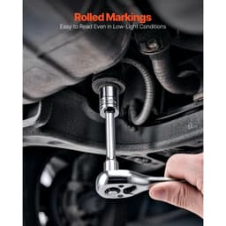 Dugókulcskészlet, 46 darabos, 6,4 mm-es dugókulcskészlet, SAE és metrikus méret, mély és standard, szerelő szerszámkészlet tárolótáskával, krómozott CR-V ötvözött acél, autójavításhoz - miniatúra 8