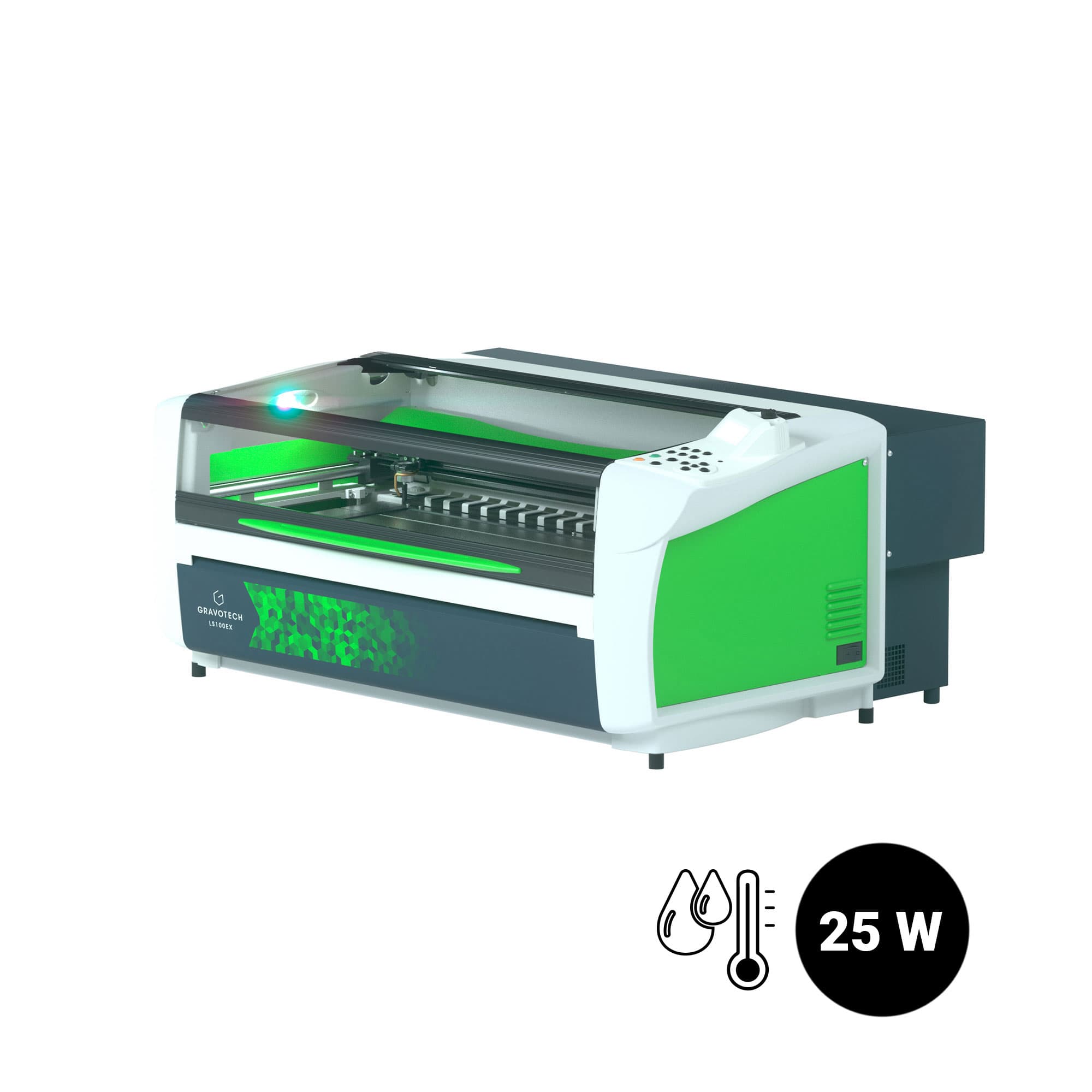 Gravotech LS100EX CO2 lézergravírozó, 25 wattos CO2 lézer vízhűtéses