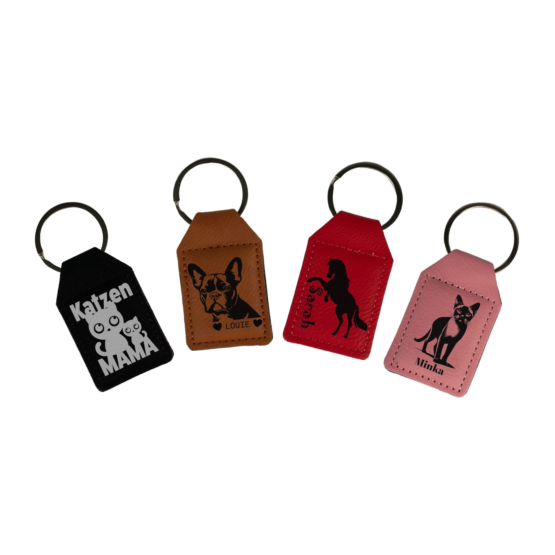 Lézeres kulcstartó, téglalap alakú, műbőrből, 39 x 62 mm, különböző színekben