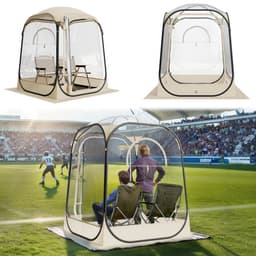 Felpattintható sportsátor, 1,27x1,27 m átlátszó buborékos sátor 1 személyre, vízálló kültéri kabin szőnyeggel és felső burkolattal, kerti iglu kupolasátrak kempingezéshez, rendezvényekhez, horgászathoz, szurkoláshoz - miniatúra 2