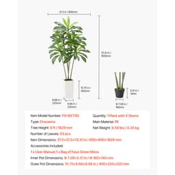 Mesterséges Dracaena fa 1829 mm, Műpálma Trópusi Növények Fehér Magas Ültetővel, Műpadló Selyem Növény Cserépben, Nagy Fák Otthoni Irodába, Nappali Dekorációba, Otthon Melegítésbe, Beltéri Kültéri - miniatúra 11