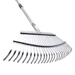 Levélgereblye, 25 fém fog, állítható kerti gereblye gyepre 46,5 cm széles fejjel és 92,5-185 cm hosszú nyéllel, strapabíró rozsdamentes acél kis levelekkel ellátott eszköz kertészkedéshez, kempingezéshez és fűnyíráshoz - miniatúra 12