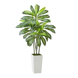 Mesterséges Dracaena fa 1524 mm, Műpálma Trópusi Növények Fehér Magas Ültetővel, Műpadló Selyem Növény Cserépben, Nagy Fák Otthoni Irodába, Nappali Dekorációba, Otthon Melegítésbe, Beltéri Kültéri - miniatúra 4