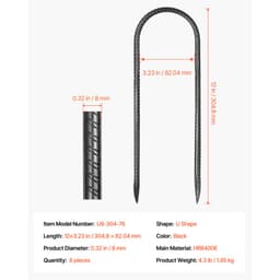 12 hüvelykes, 8 darabos betonacél cövek, 304,8x82,04 mm, nagy teherbírású, U alakú horganyzott talajhorgonyok - miniatúra 11