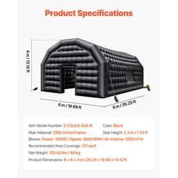 Felfújható éjszakai klub, 8 x 6 x 4 m-es felfújható partisátor 1100 W-os ventilátorral és homokzsákkal, szellőztetett felfújható éjszakai klub 2 ablakkal, légkockaház rendezvényekre, születésnapokra, esküvőkre, partikra - miniatúra 11