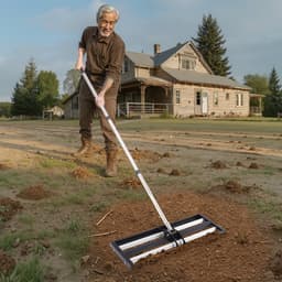 Gyepszintező gereblye, Gyepszintező 83,9 hüvelykes állítható nyéllel, 30x10 hüvelykes talajlappal, Nagy teherbírású és rozsdaálló fém talajszintező, Erőfeszítést kímélő gyepszintező eszköz udvari golfpályához - miniatúra 1