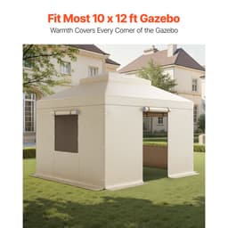 Téli pavilontakaró 3,05 x 3,65 m-es keménytetős pavilonokhoz, minden időjárási körülmény között használható, kétszintes pavilontakaró oldalfalakkal és ablakokkal, nagy sűrűségű PE zárt tárolófedél, pavilonok nem tartozékok - miniatúra 6