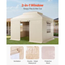 Téli pavilontakaró 3,05 x 3,65 m-es keménytetős pavilonokhoz, minden időjárási körülmény között használható, kétszintes pavilontakaró oldalfalakkal és ablakokkal, nagy sűrűségű PE zárt tárolófedél, pavilonok nem tartozékok - miniatúra 9