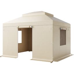 Téli pavilontakaró 3,05 x 3,65 m-es keménytetős pavilonokhoz, minden időjárási körülmény között használható, kétszintes pavilontakaró oldalfalakkal és ablakokkal, nagy sűrűségű PE zárt tárolófedél, pavilonok nem tartozékok - miniatúra 12