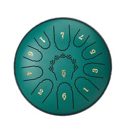 Acélnyelves dob, 16,5 cm, 11 hangos esődob kültéri kertbe, D-dúr hangszer kottafüzettel és ütőkkel, ütőhangszer meditációhoz, jógához, kezdő zenei oktatáshoz, zöld - miniatúra 4