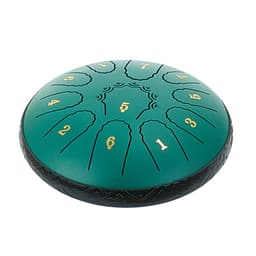 Acélnyelves dob, 16,5 cm, 11 hangos esődob kültéri kertbe, D-dúr hangszer kottafüzettel és ütőkkel, ütőhangszer meditációhoz, jógához, kezdő zenei oktatáshoz, zöld - miniatúra 3